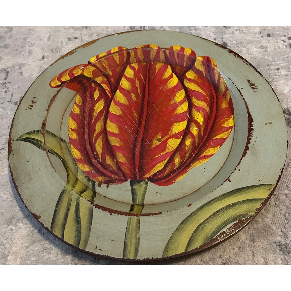 Bramble Hand Painted Floral Plate Distressed Farmhouse Wall Decor Art‎